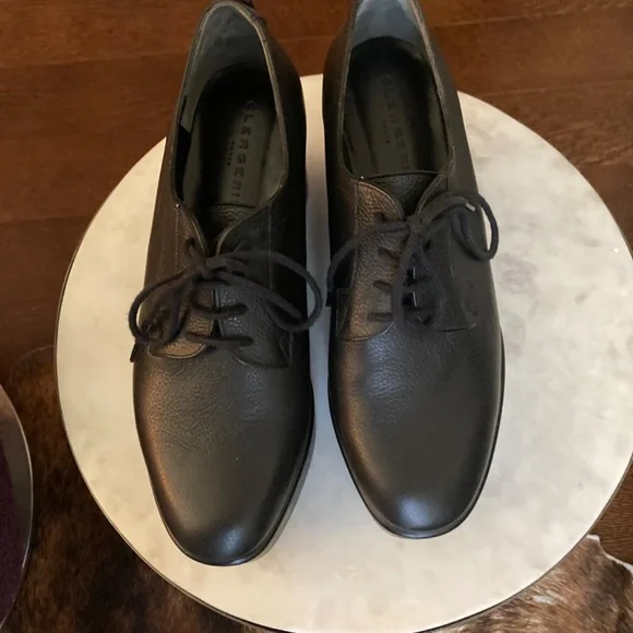 Robert Clergerie Wedged Platform Lace Ups, Black Leather, Like New - Picture 2 of 7